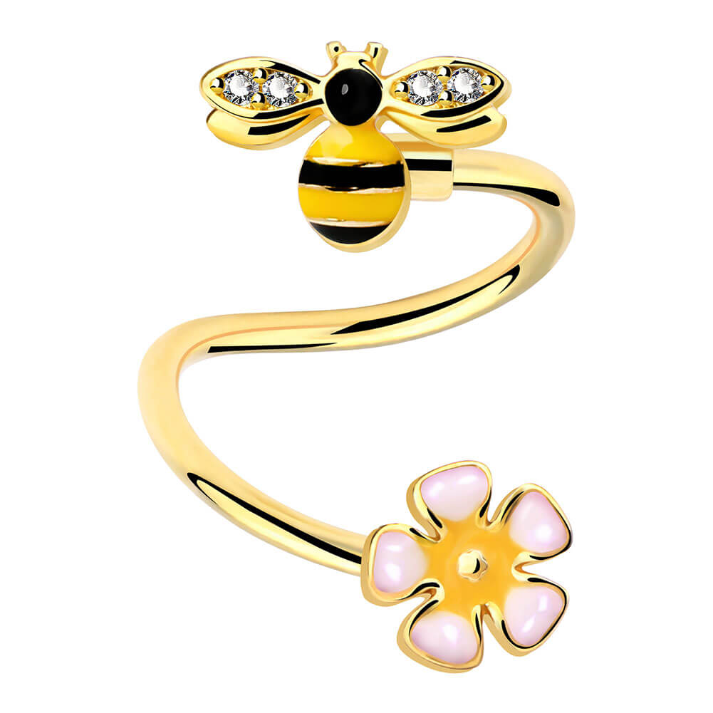16G Bee Spiral S-Shape Helix Earring Piercing Jewelry - OUFER BODY JEWELRY