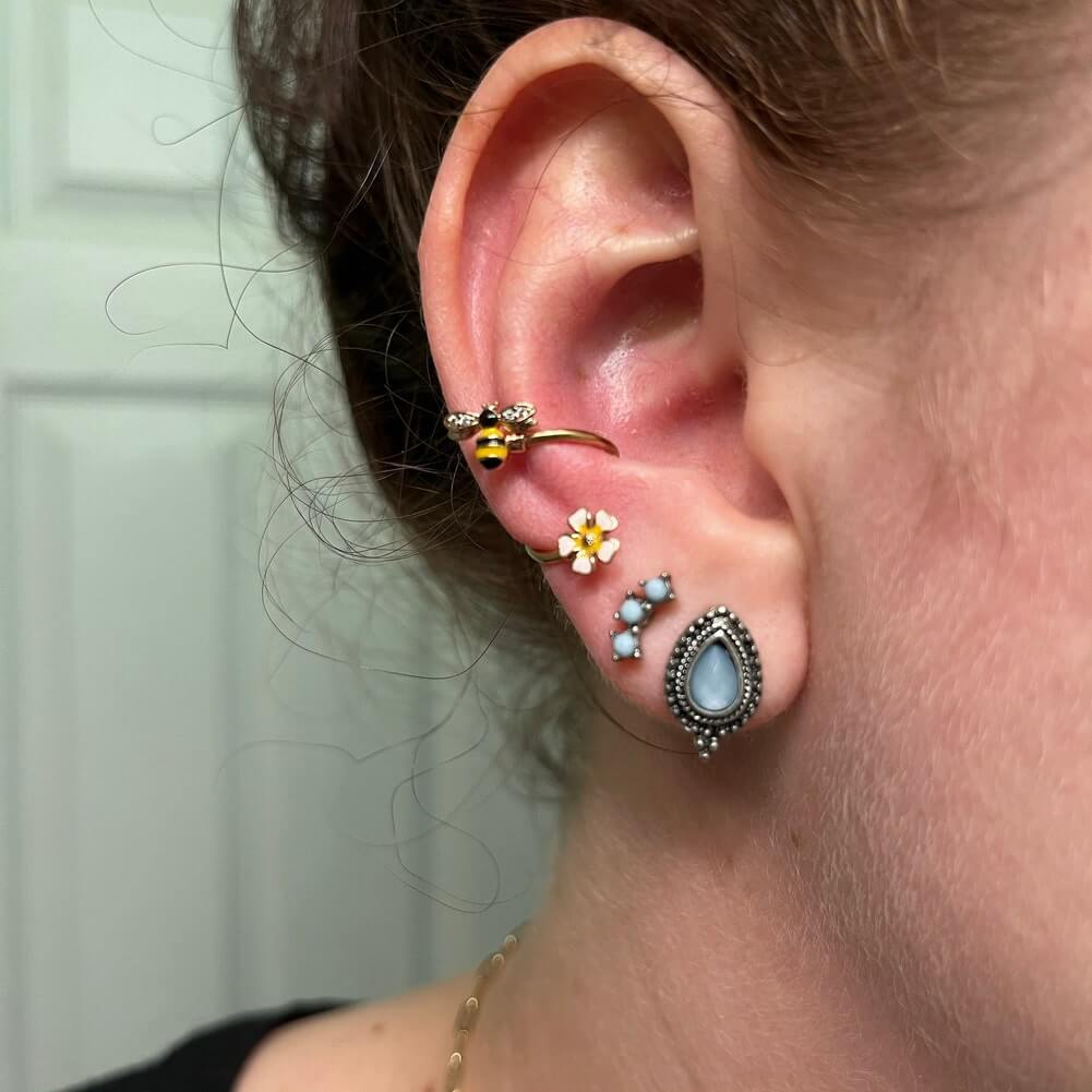 16G Bee Spiral S-Shape Helix Earring Piercing Jewelry