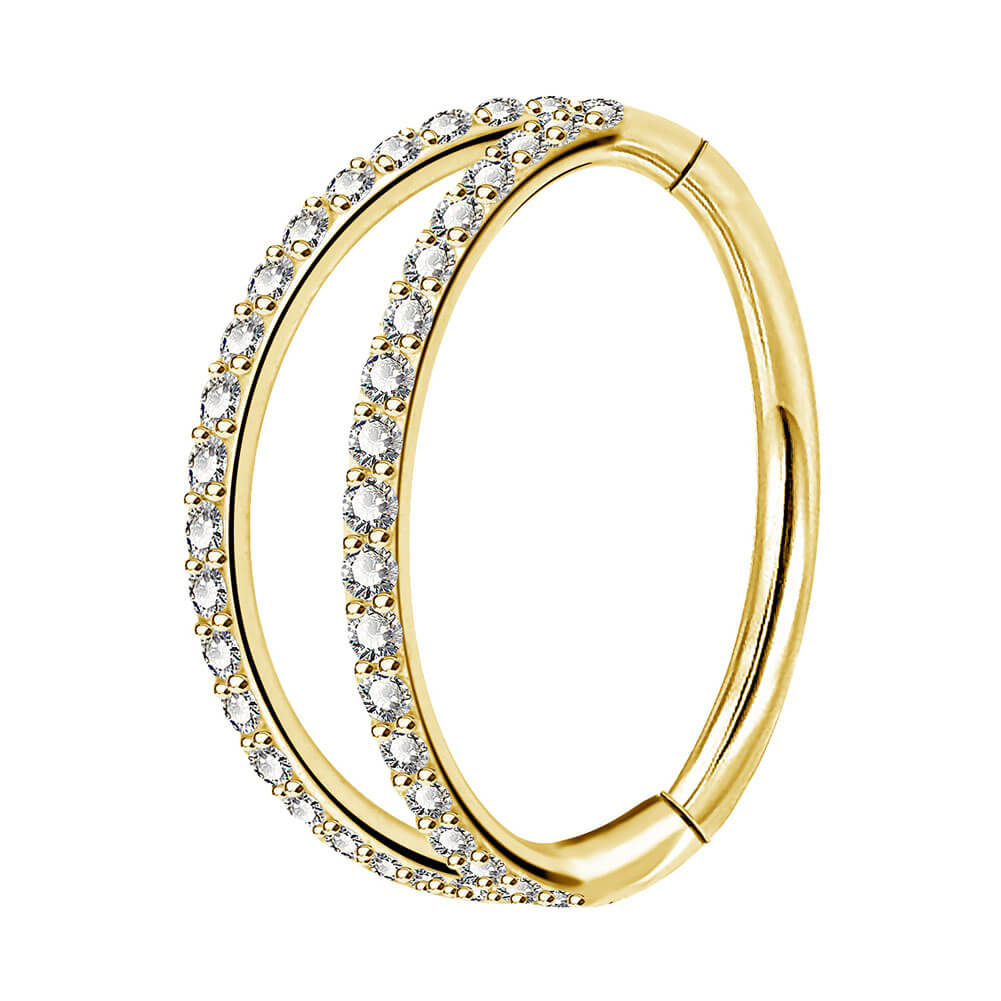 gold double nose ring hoop
