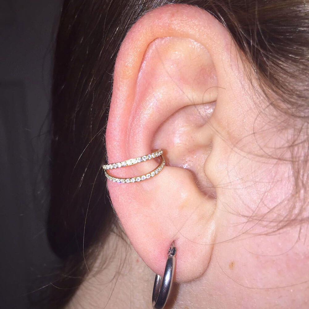 Double Hoop Helix Earring Silver