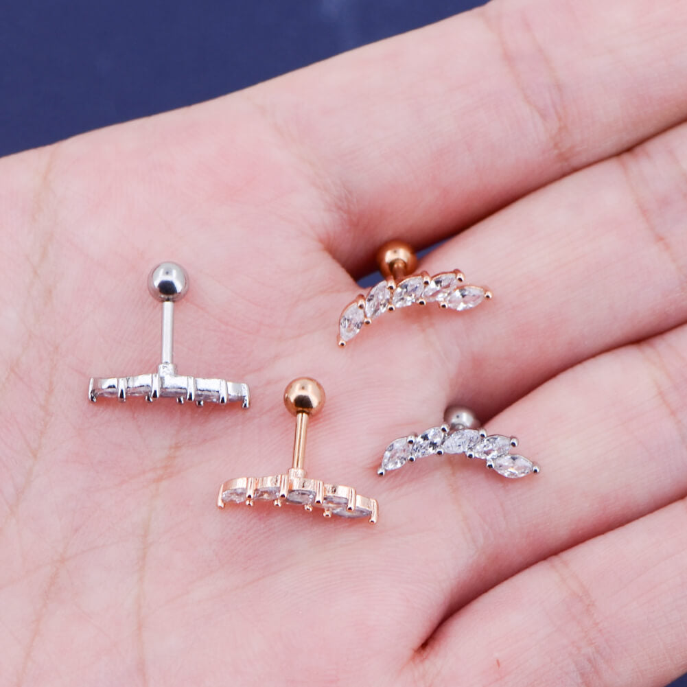 Diamond Climber Helix Piercing Creeper Stud Earring Curved 