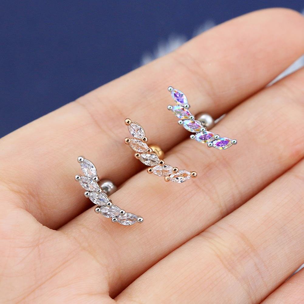 Diamond Climber Helix Piercing Creeper Stud Earring Curved 