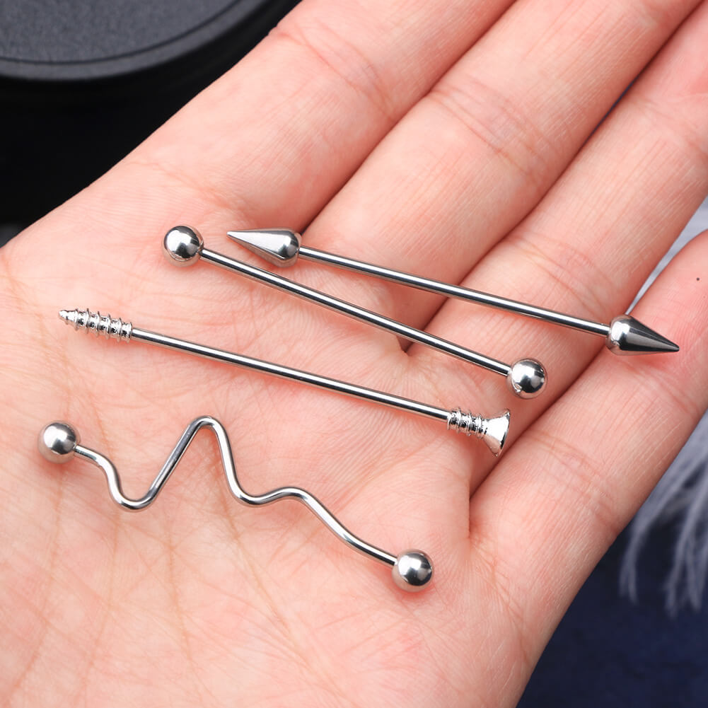 14G Spike and Screw Ends Minimalist Industrial Barbell Pack - OUFER BODY JEWELRY