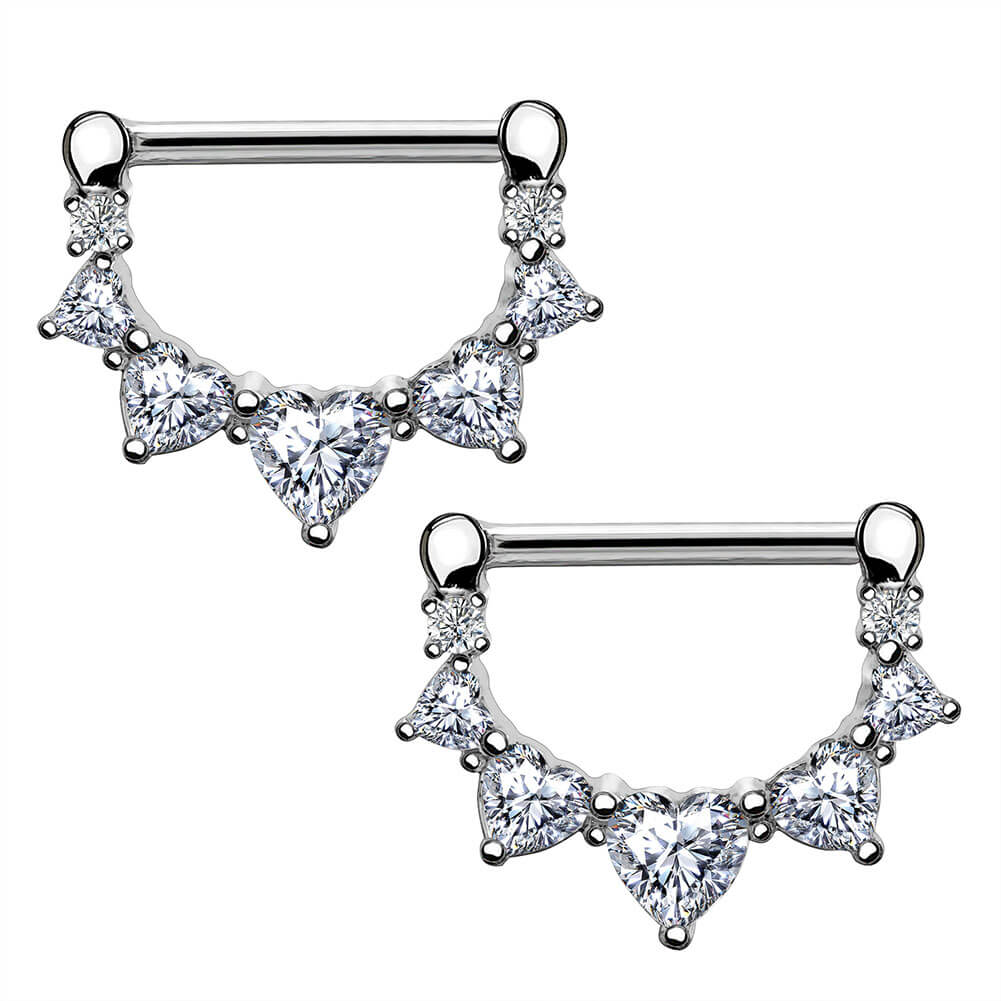 2pcs 14G de oro rosa de acero CZ pezón clicker joyería