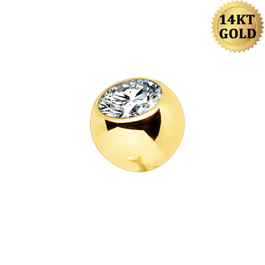 Boule CZ en or 14K Anneaux de ventre 14G Boule CZ 14G