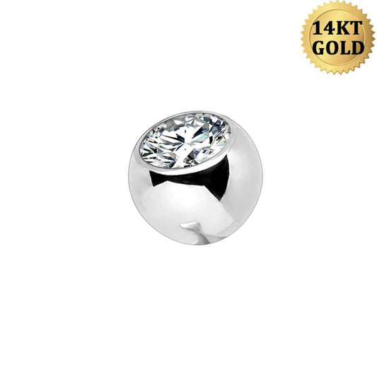 Boule CZ en or blanc 14K Anneaux de ventre 14G Boule CZ 14G