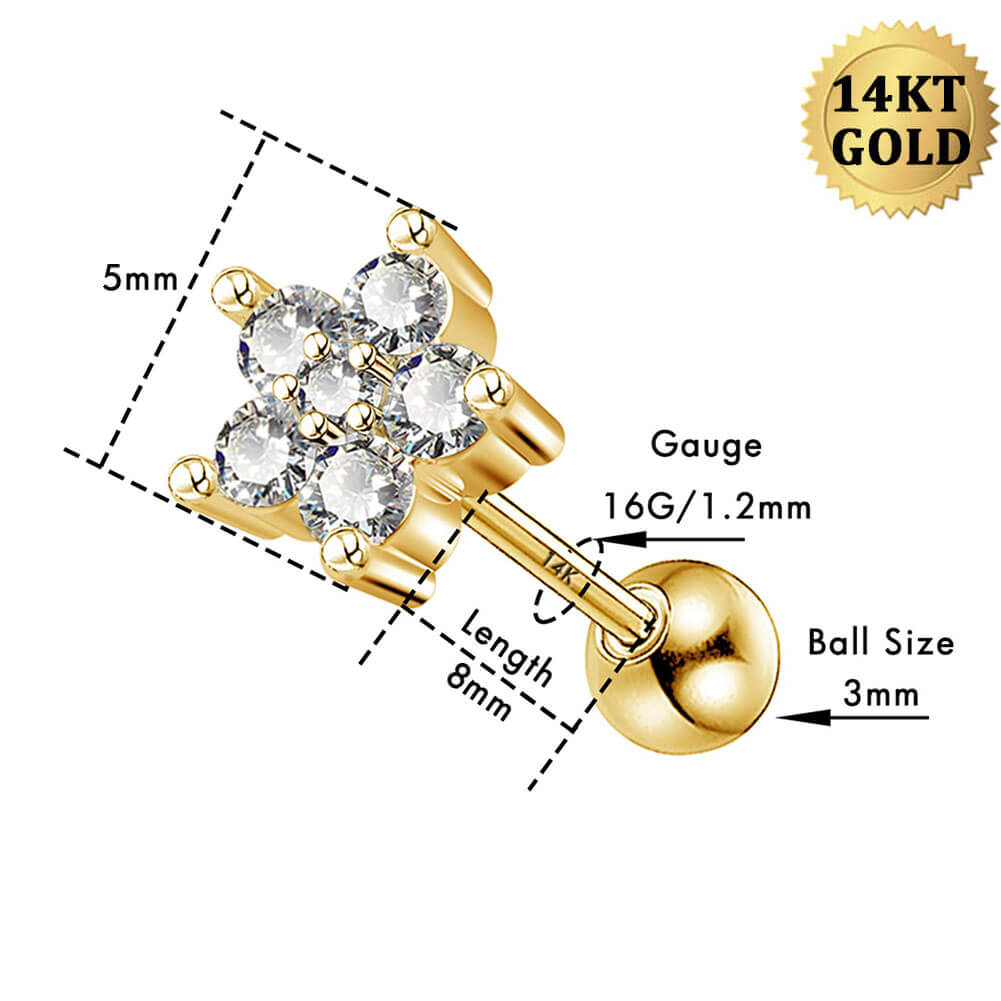 14k gold cartilage stud  - OUFER BODY JEWELRY