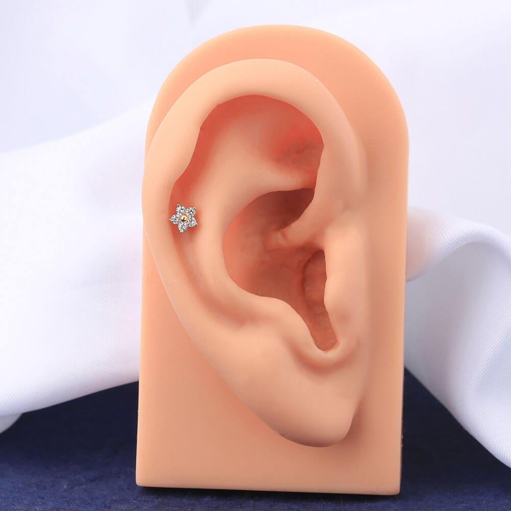 Silver Triangle Stud Cartilage Earring - felt