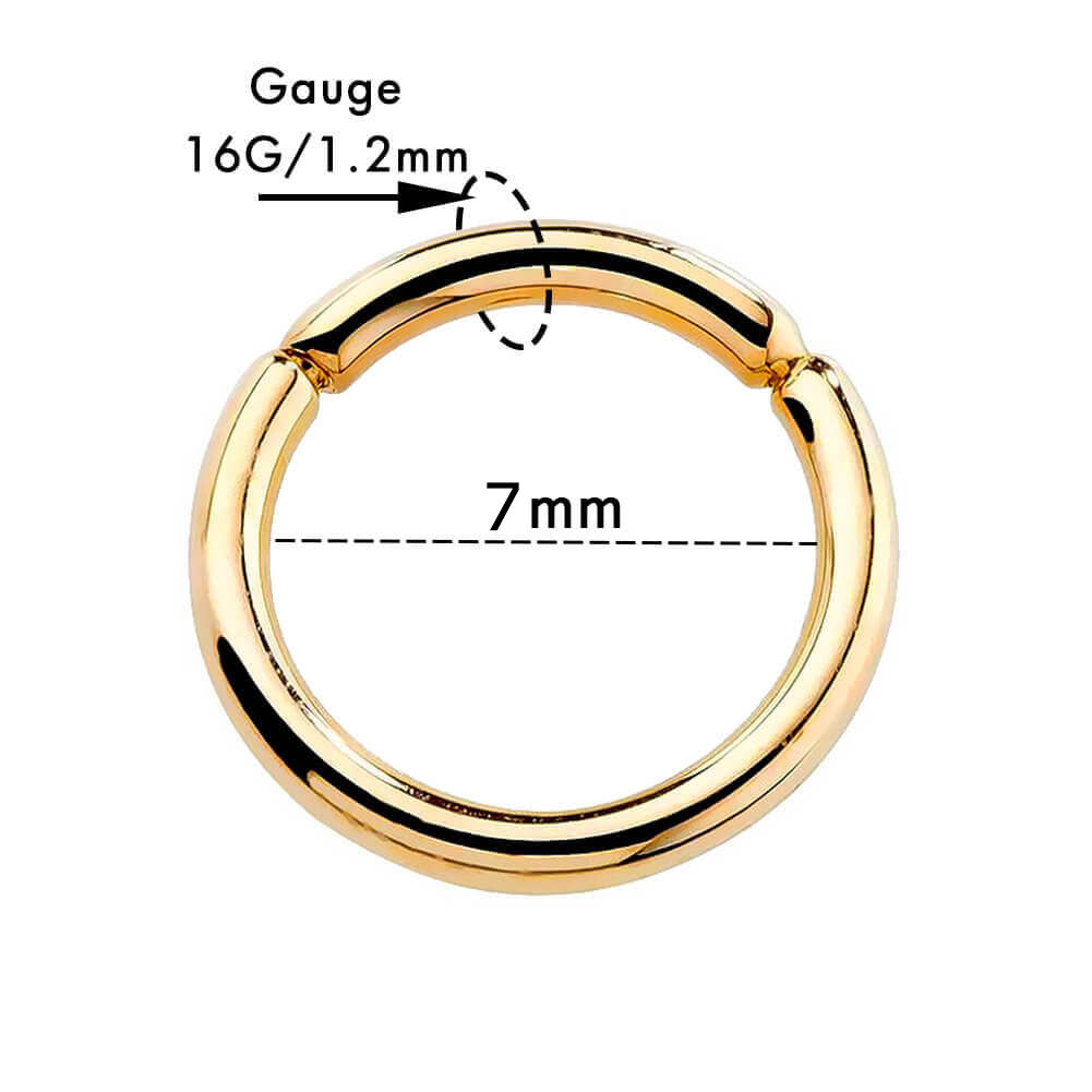 14K Gold Seamless Hinged Clicker Ring - Cartilage, Daith, Nose, Septum