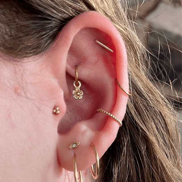 14K Gold Woven Conch Earring 16G 3/8'' Daith Earring - OUFER BODY JEWELRY
