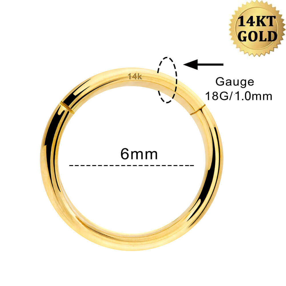 6mm real gold nose ring hoop