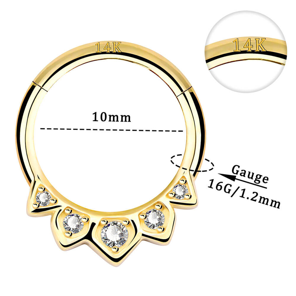 8mm 14k gold septum ring 16g