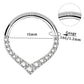 14K oro blanco CZ forma de V septum anillo 16G