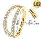 14K Oro Doble Fila CZ 16G Hélice Pendientes Anillo de Septum