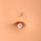 14K Gold Belly Ring 14G Round CZ Diamond Belly Button Ring - OUFER BODY JEWELRY