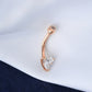14K Rose Gold Belly Button Rings 14G Heart Solitaire CZ Navel Ring - OUFER BODY JEWELRY