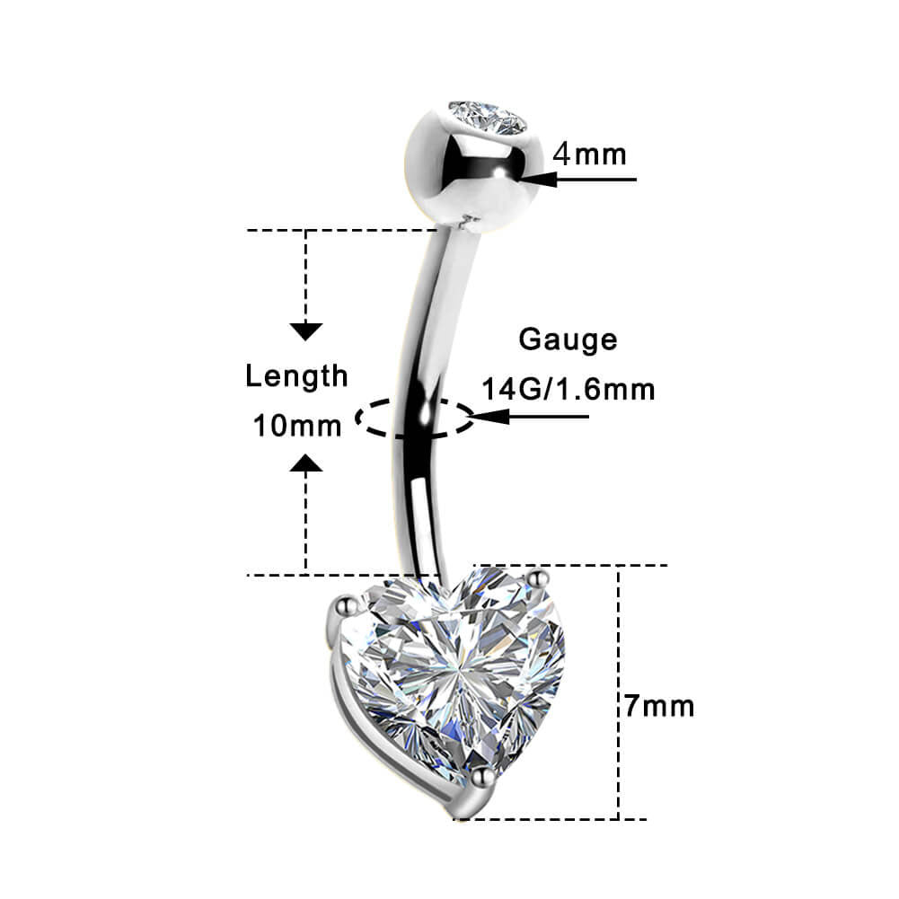 heart belly button ring - OUFER BODY JEWELRY