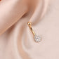 14K Gold Navel Ring 14G CZ Belly Ring 3/8'' Curved Barbell - OUFER BODY JEWELRY 