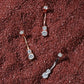 Anneau de nombril en or véritable 14K 14G Anneau de nombril Solitaire CZ à trois ronds