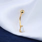 14K Gold Belly Rings 14G Solitaire Teardrop CZ Navel Ring - OUFER BODY JEWELRY