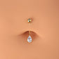 14K Gold Belly Rings 14G Solitaire Teardrop CZ Navel Ring - OUFER BODY JEWELRY