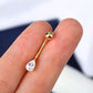 14K Gold Belly Rings 14G Solitaire Teardrop CZ Navel Ring - OUFER BODY JEWELRY