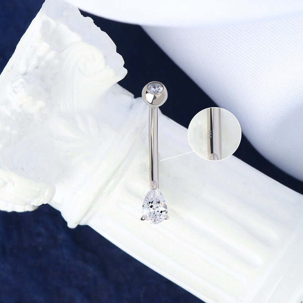 white gold belly button ring - OUFER BODY JEWELRY