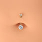 14K Solid Gold Navel Ring Top and Bottom CZ Belly Button Ring - OUFER BODY JEWELRY