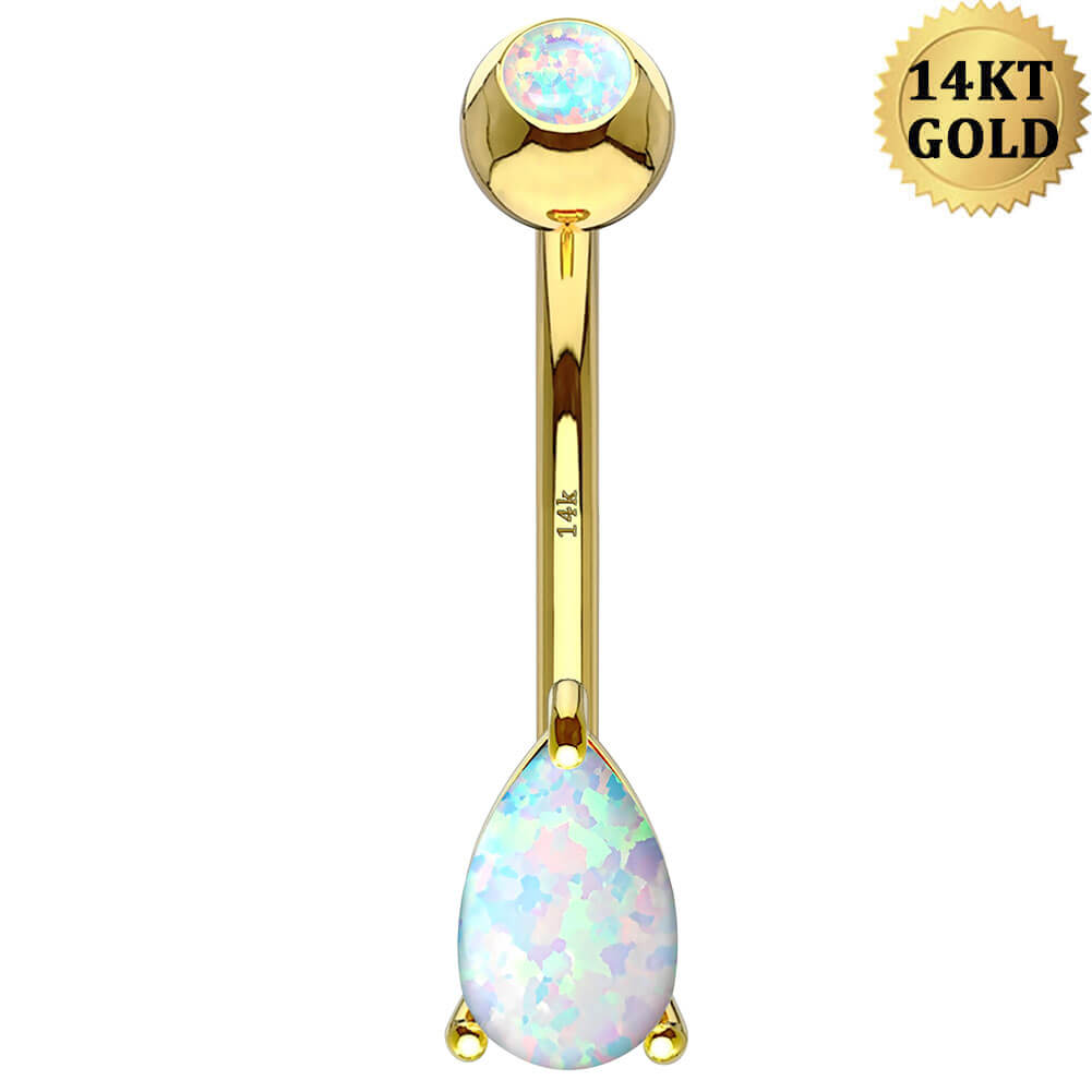 opal belly button ring - OUFER BODY JEWELRY