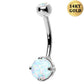 white gold opal belly ring - oufer body jewelry 