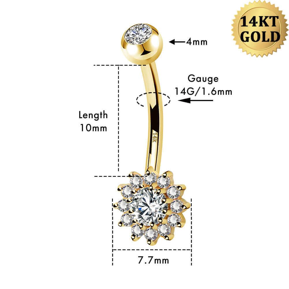 14g sunflower belly button ring