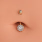 gold sunflower belly button ring