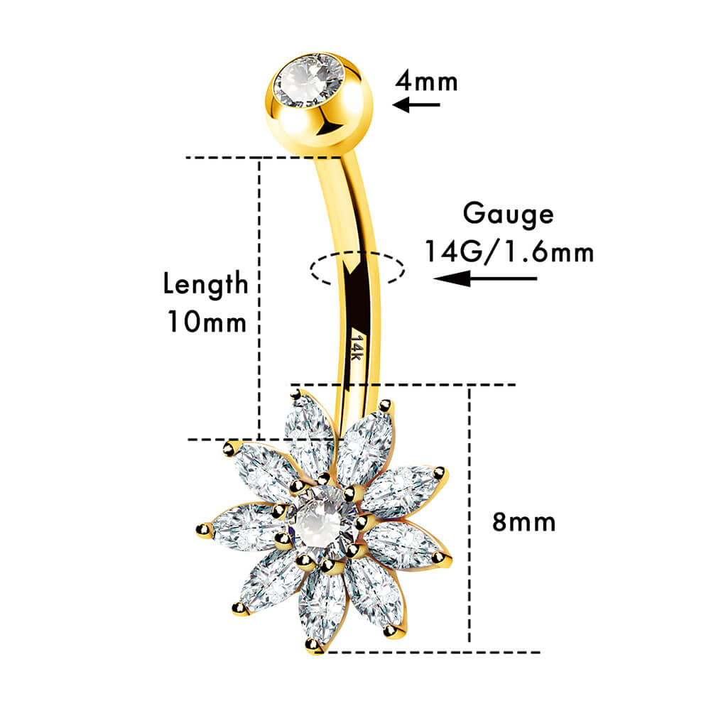 Gold piercing for navel 1930054(Au-R)_CZ