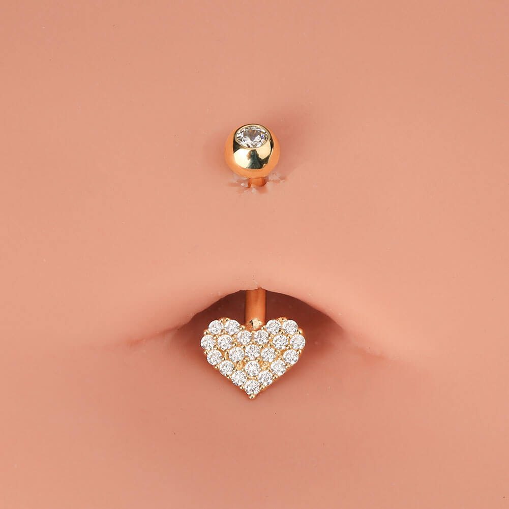 14k  gold heart belly piercing ring