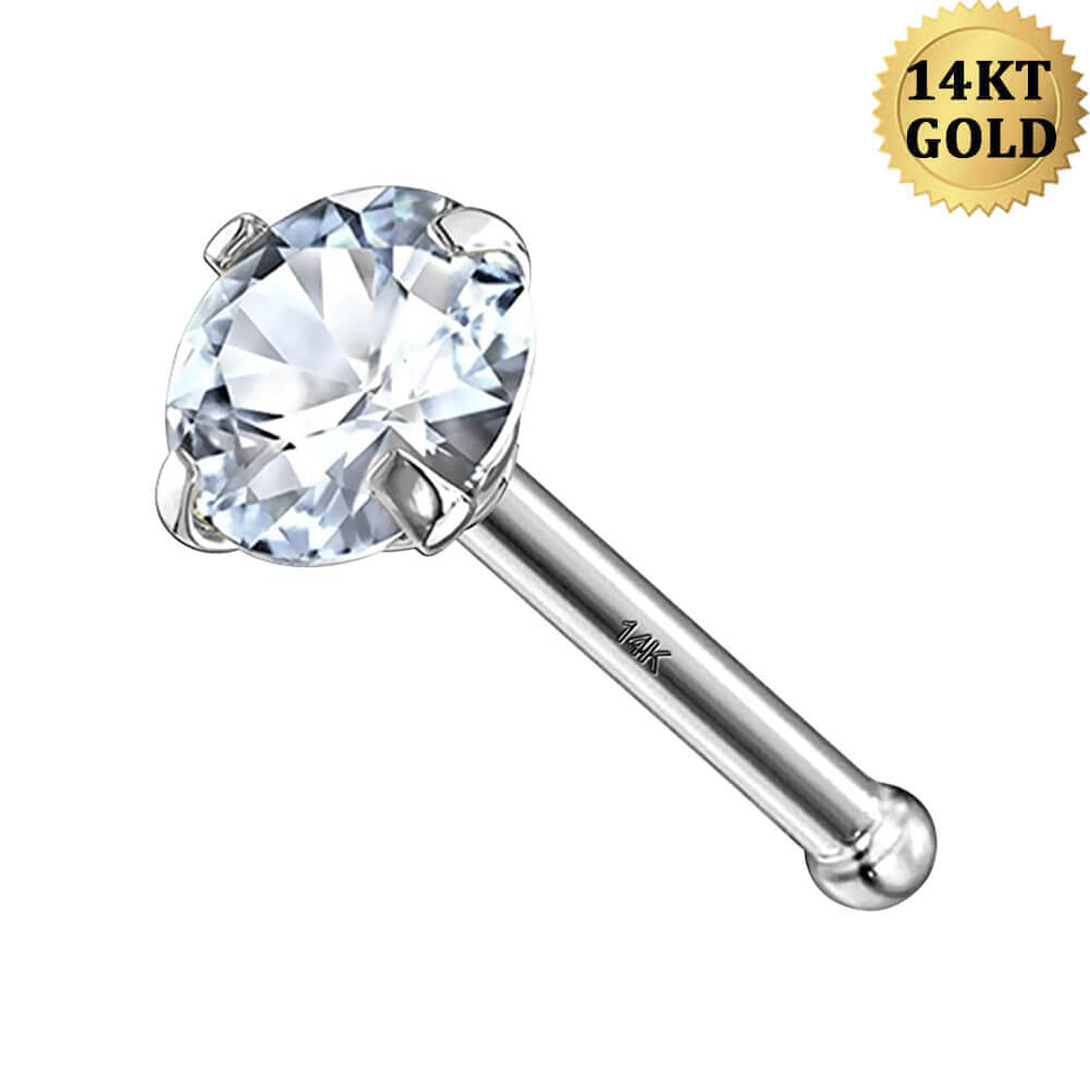 white gold nose stud