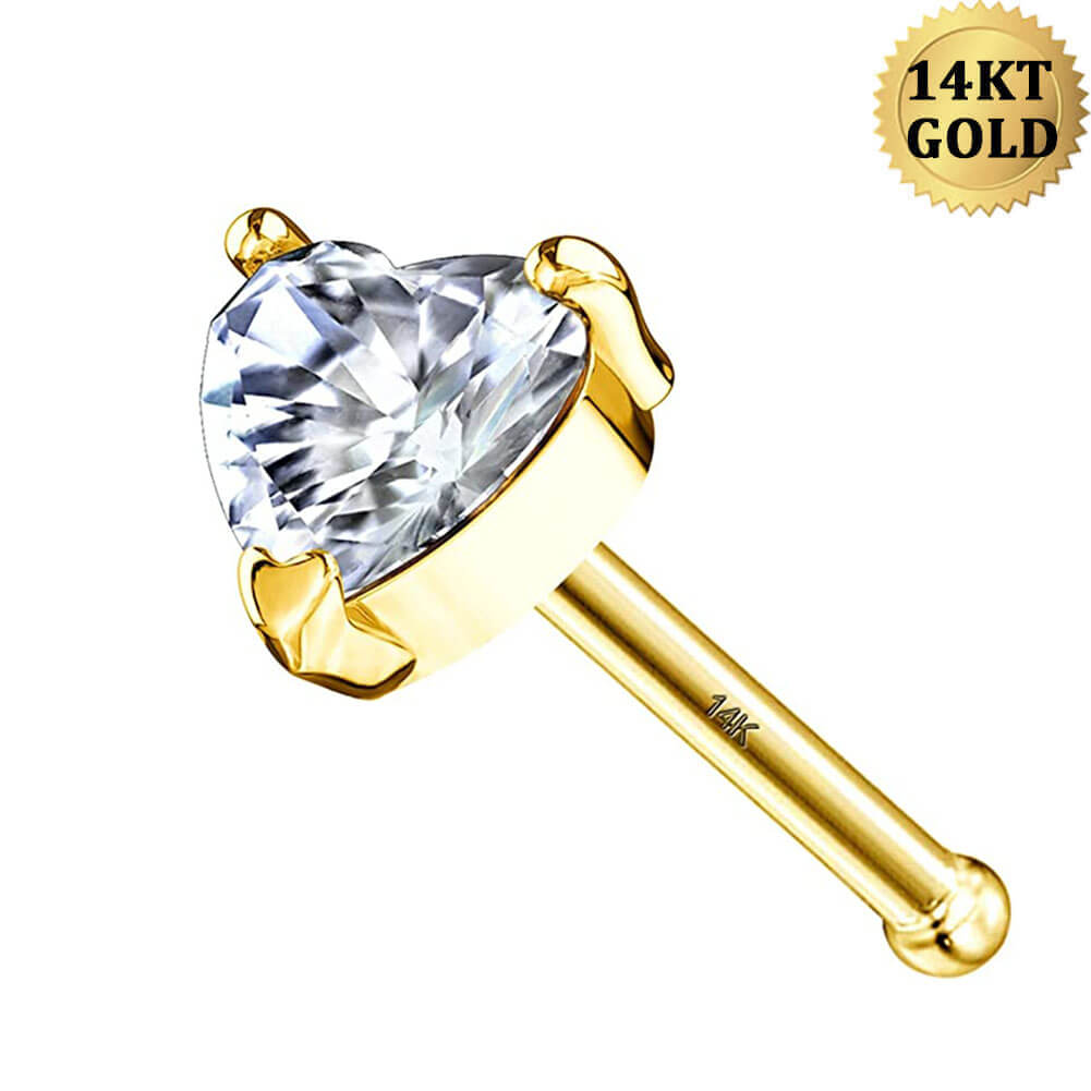 20G SOLID 14K KARAT YELLOW GOLD TINY 1.5MM PRONG SET CZ GEM NOSE - Foto 8