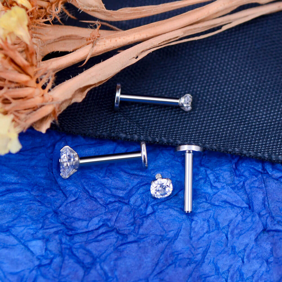 OUFER Body Piercing Push In Labret Piercing Stud Titanium Lip