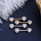 2Pcs 14G 316L Stainless Steel CZ Heart Nipple Ring - OUFER BODY JEWELRY