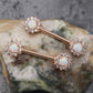 14G 316L Stainless Steel Barbell CZ Surrounded Opal Nipple Rings - OUFER BODY JEWELRY 