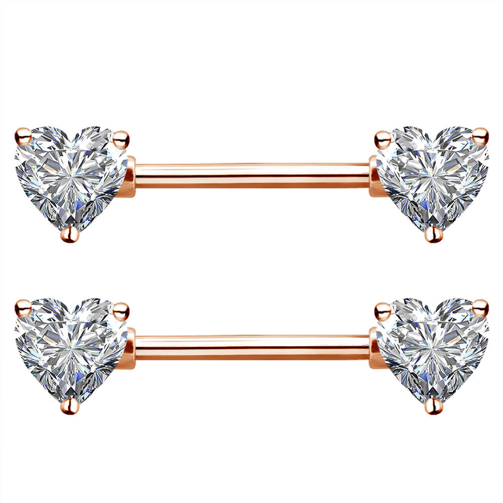 rose gold heart nipple ring