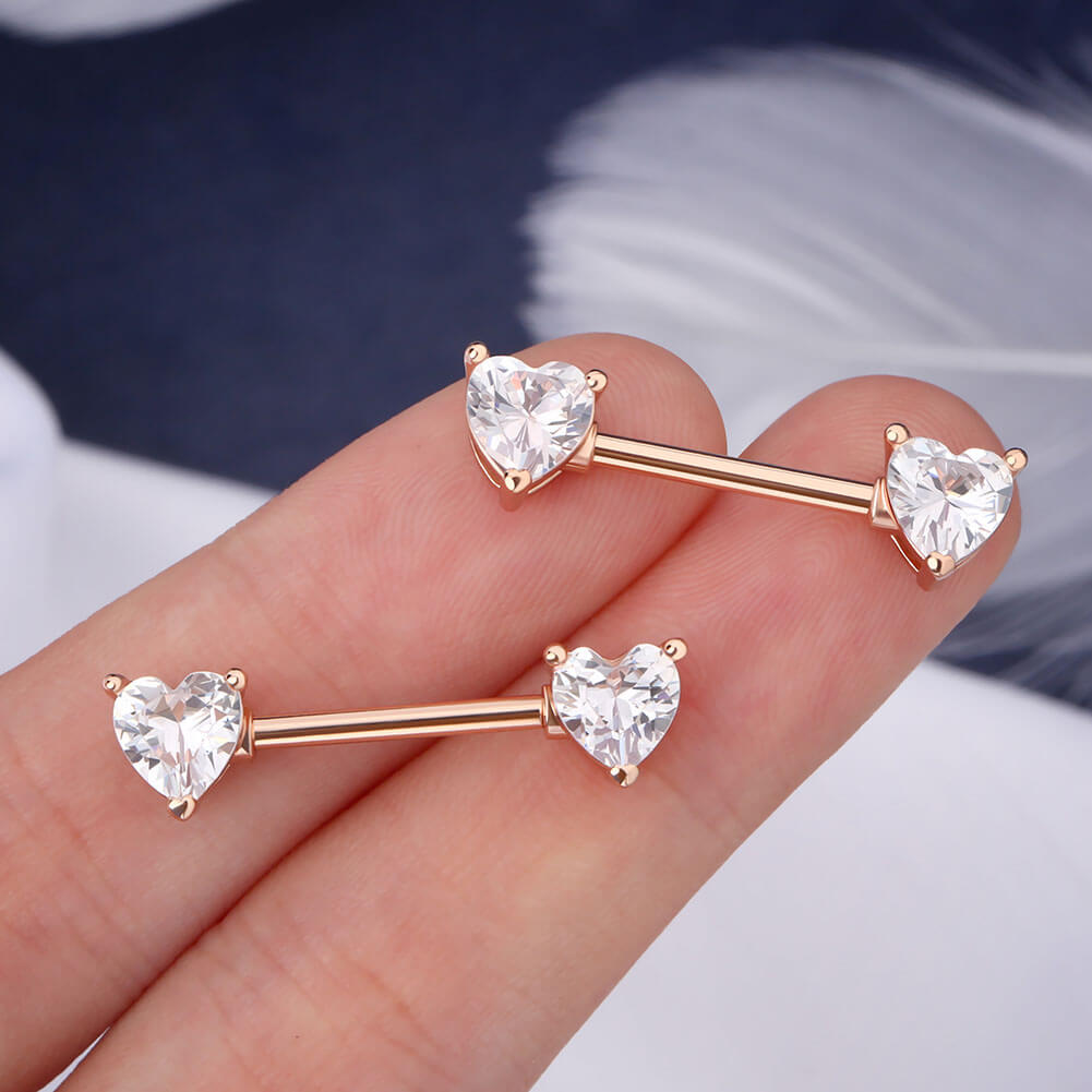 14K Solid Gold Cubic Zirconia CZ Straight Barbell Nipple Piercing Jewelry  14g | eBay