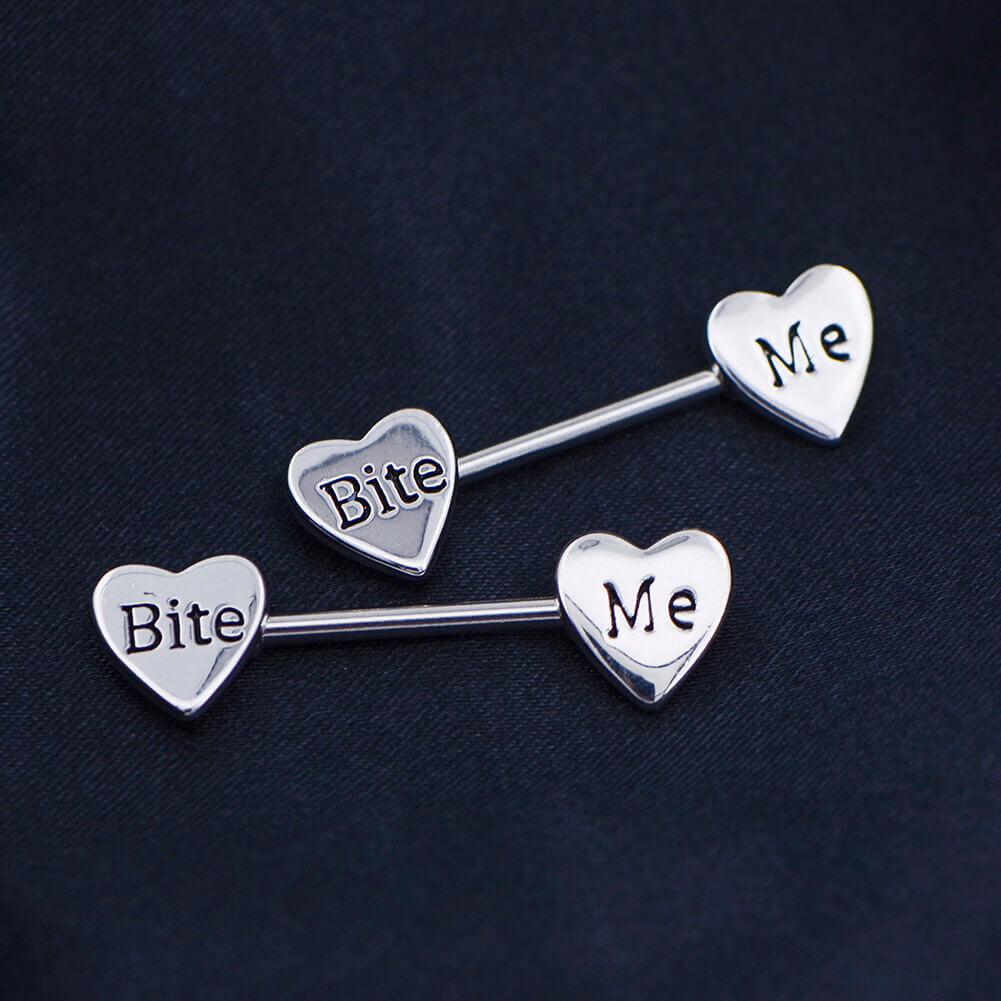 2pcs/Set Sexy Cute 316L Surgical Steel Heart Nipple Rings Clear