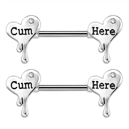 cum here letter nipple ring