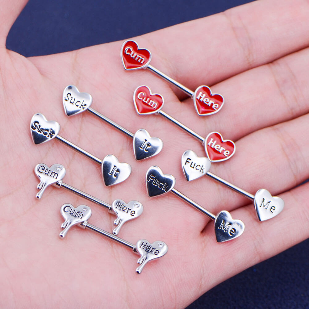 2Pcs 14G Heart Shaped Letter Nipple Jewelry – OUFER BODY JEWELRY