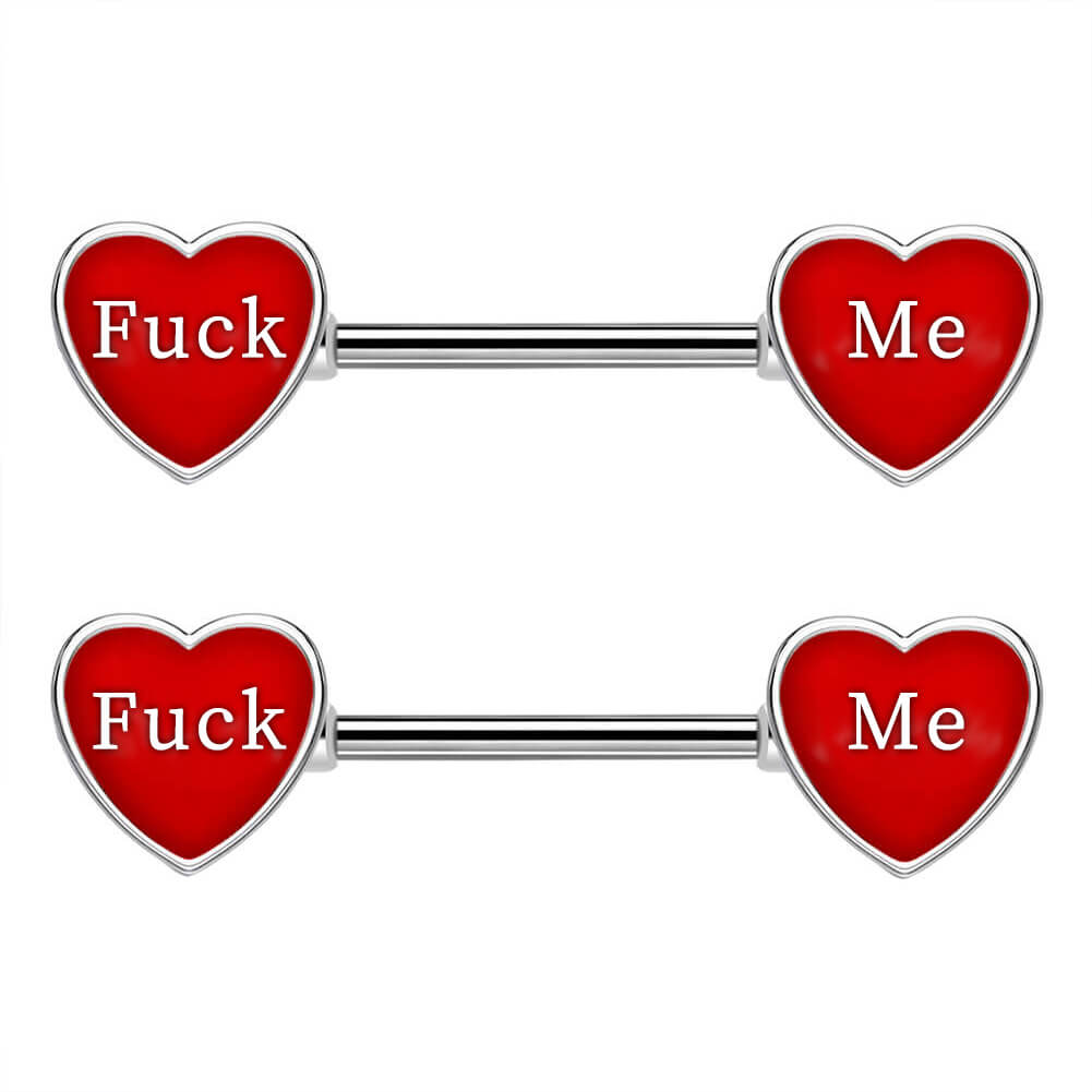 red heart fuck here nipple ring