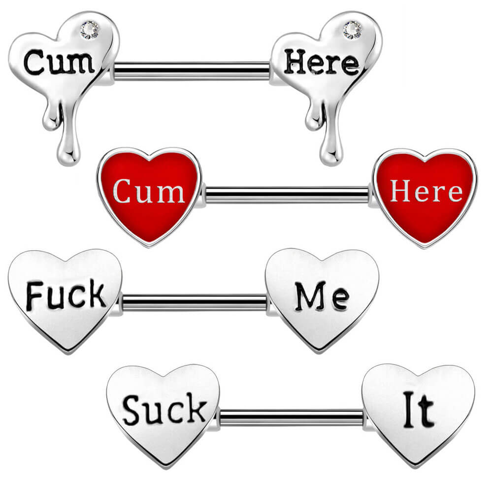 suck it letter nipple ring