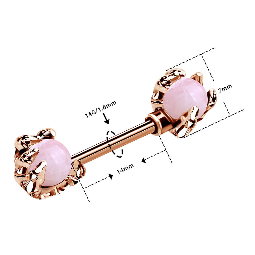 14G Dragón Claws Nipple Anillos Blanco Ópalos Pezón Barbell Piercing