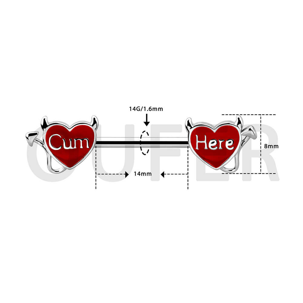 14G Sexy Nipple Jewelry Heart Nipple Rings with Letters – OUFER