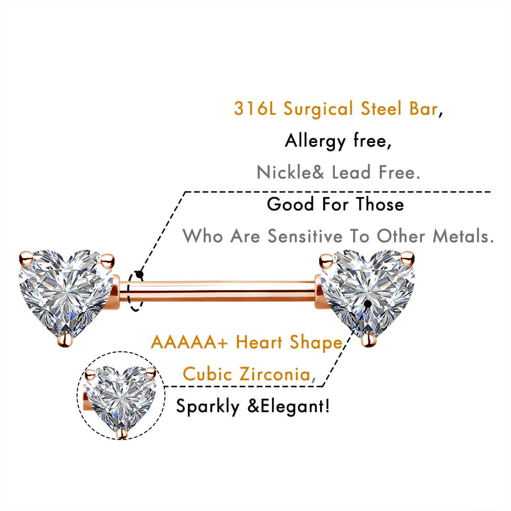 stainless steel heart nipple ring