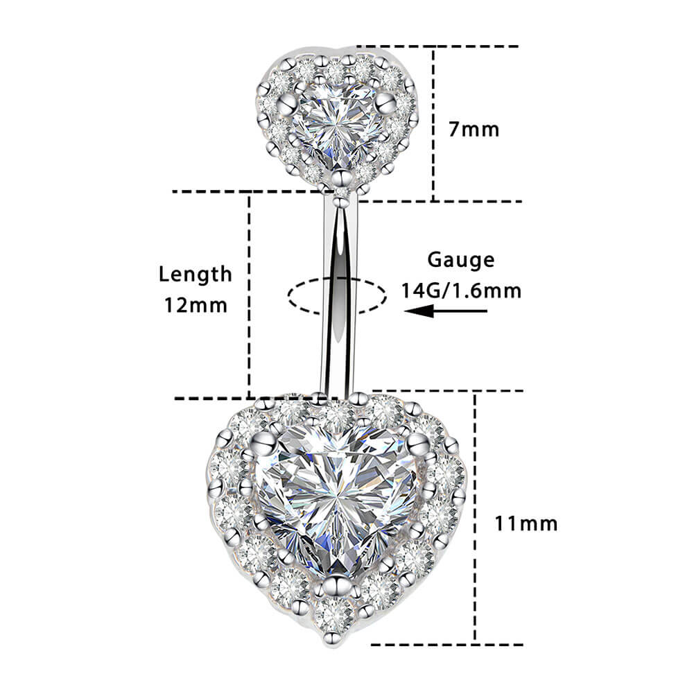 Small Belly Button Rings 14G Heart Belly Ring OUFER BODY JEWELRY